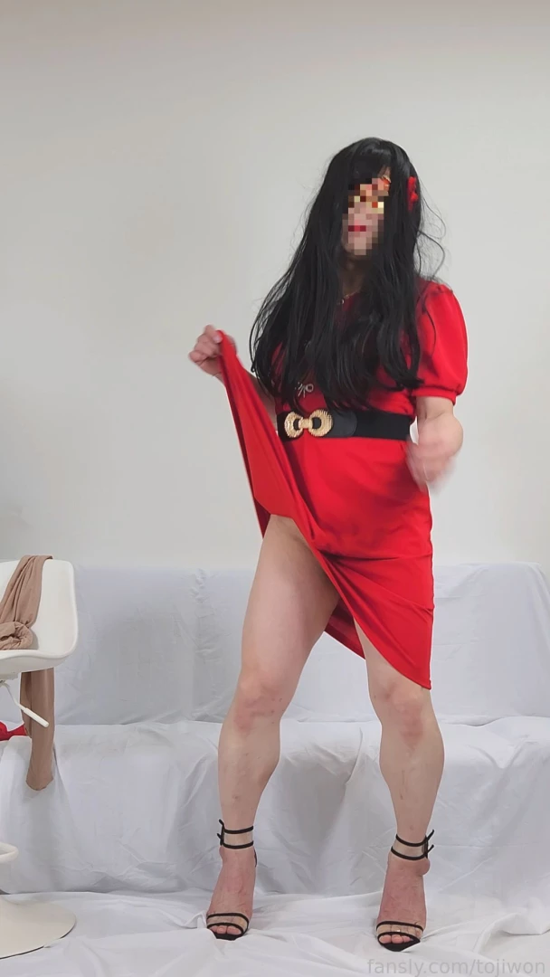 C83-part2 cross dresser - cross dressing in red dress youtubetitle part 6 