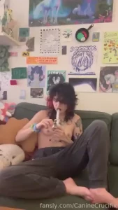 Smoking video casual topless hits lt 3 just chill on the couch listen