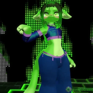 Little dance dance konekogreen vr thick green furry neko male femboy