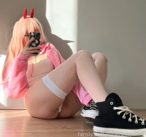 Yummm fyp cosplay asian butt ass legs power pinkhair stockings tights part 4