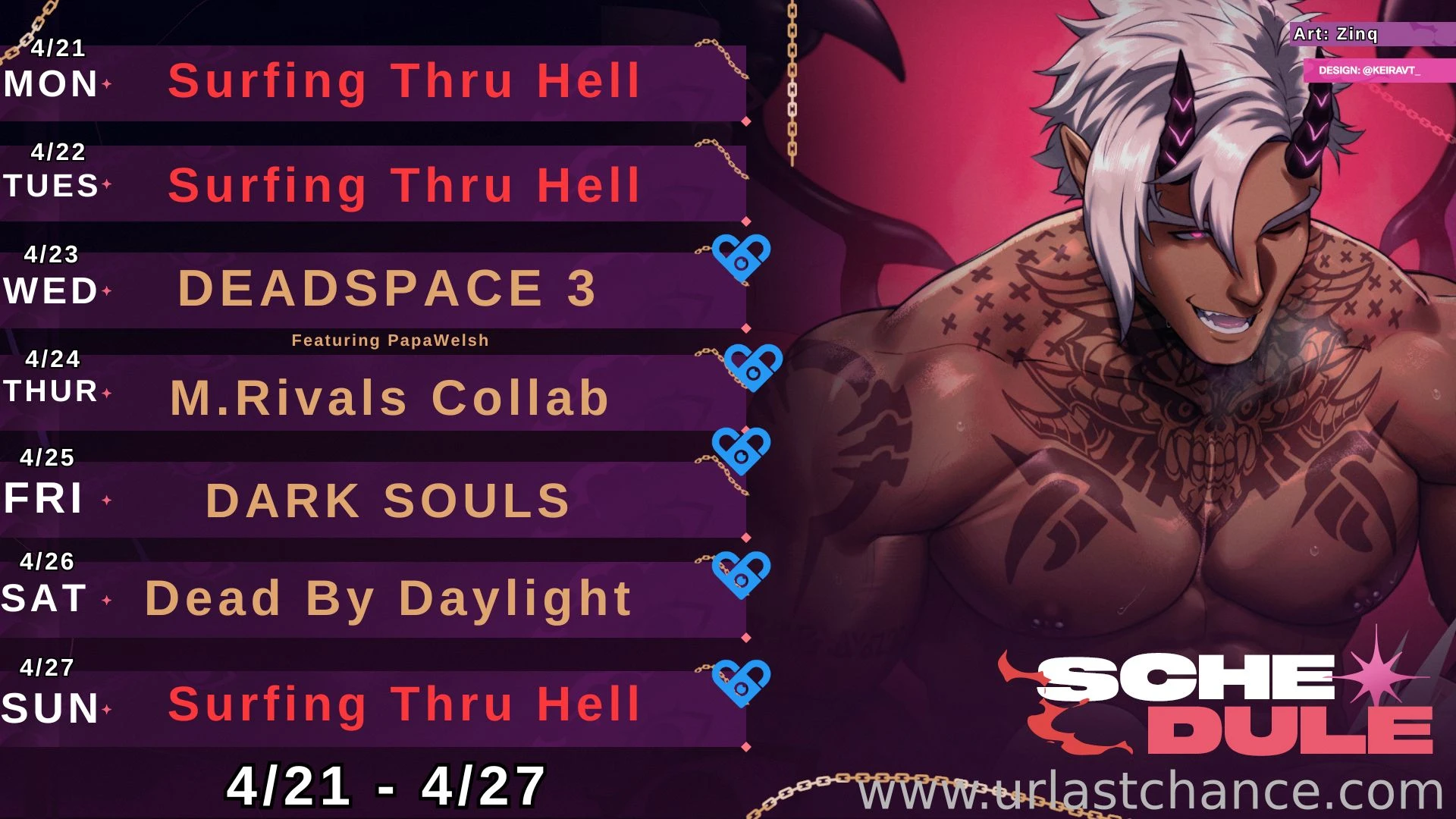 Weekly schedule 4 21 - 4 27 general urlastchance art chiimpart clips 