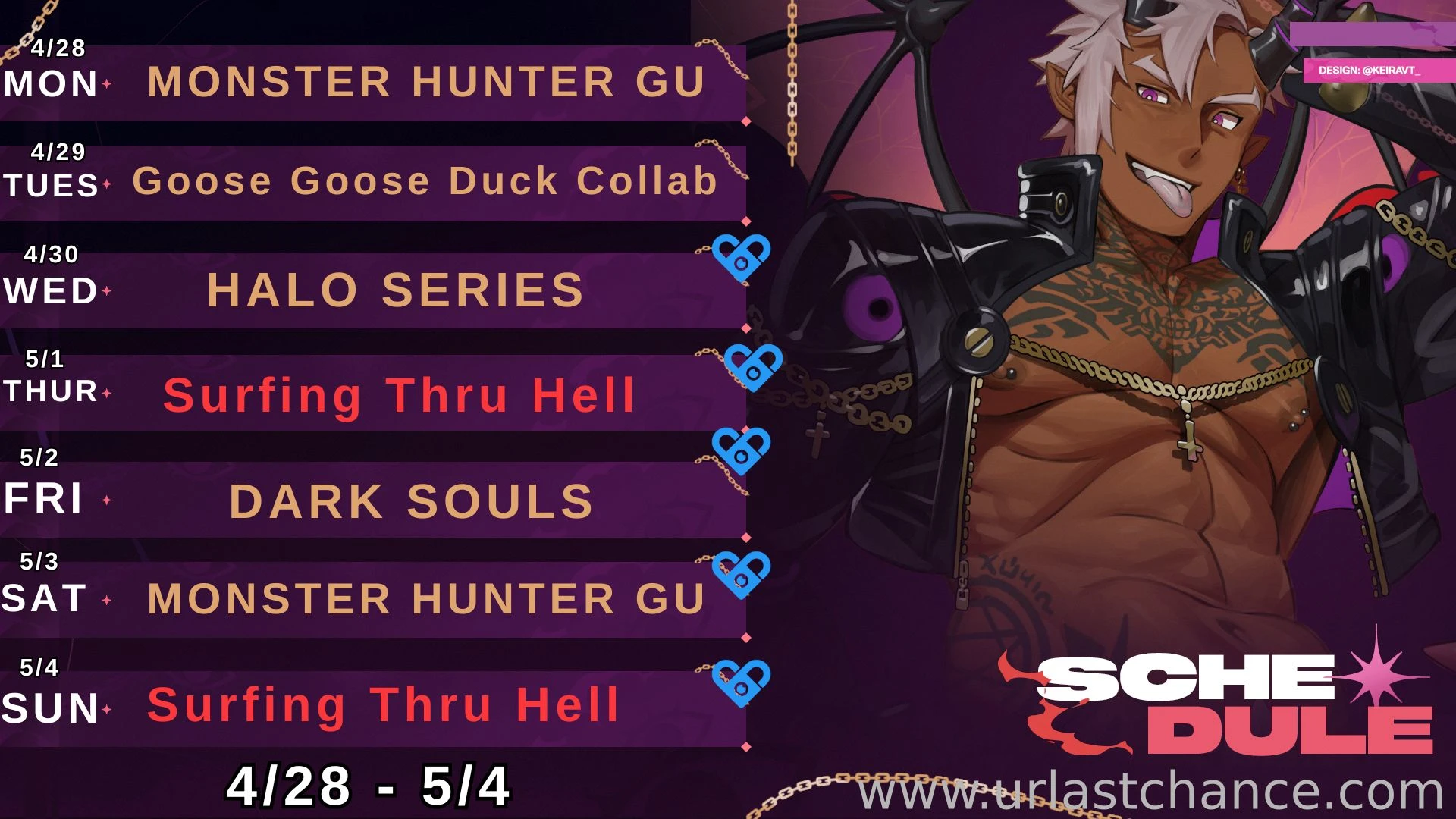 Weekly schedule 4 28 - 5 4 general urlastchance art chiimpart clips 