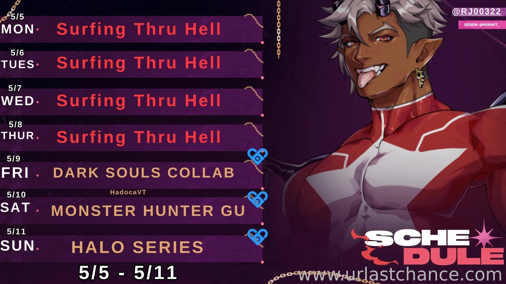 Weekly schedule 5 5 - 5 11 general urlastchance art chiimpart clips 