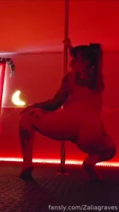 Pole dancing in seductive red light redhead ginger gingers redhair