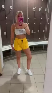 Do you think orange is my colour gym gymgirl sweat blonde british