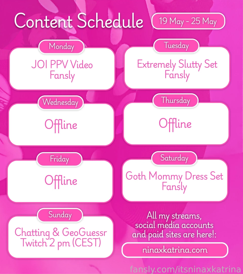 Content schedule for this week 3 i hope you re excited 