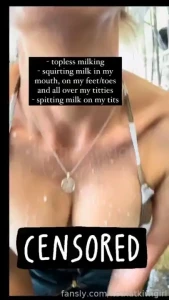 Watch me milk topless squirt milk in my mouth on my feet toes and