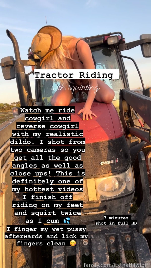 Tractor riding video squirting 