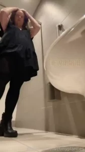 Risky public restroom pee at work i was feeling so naughty and horny