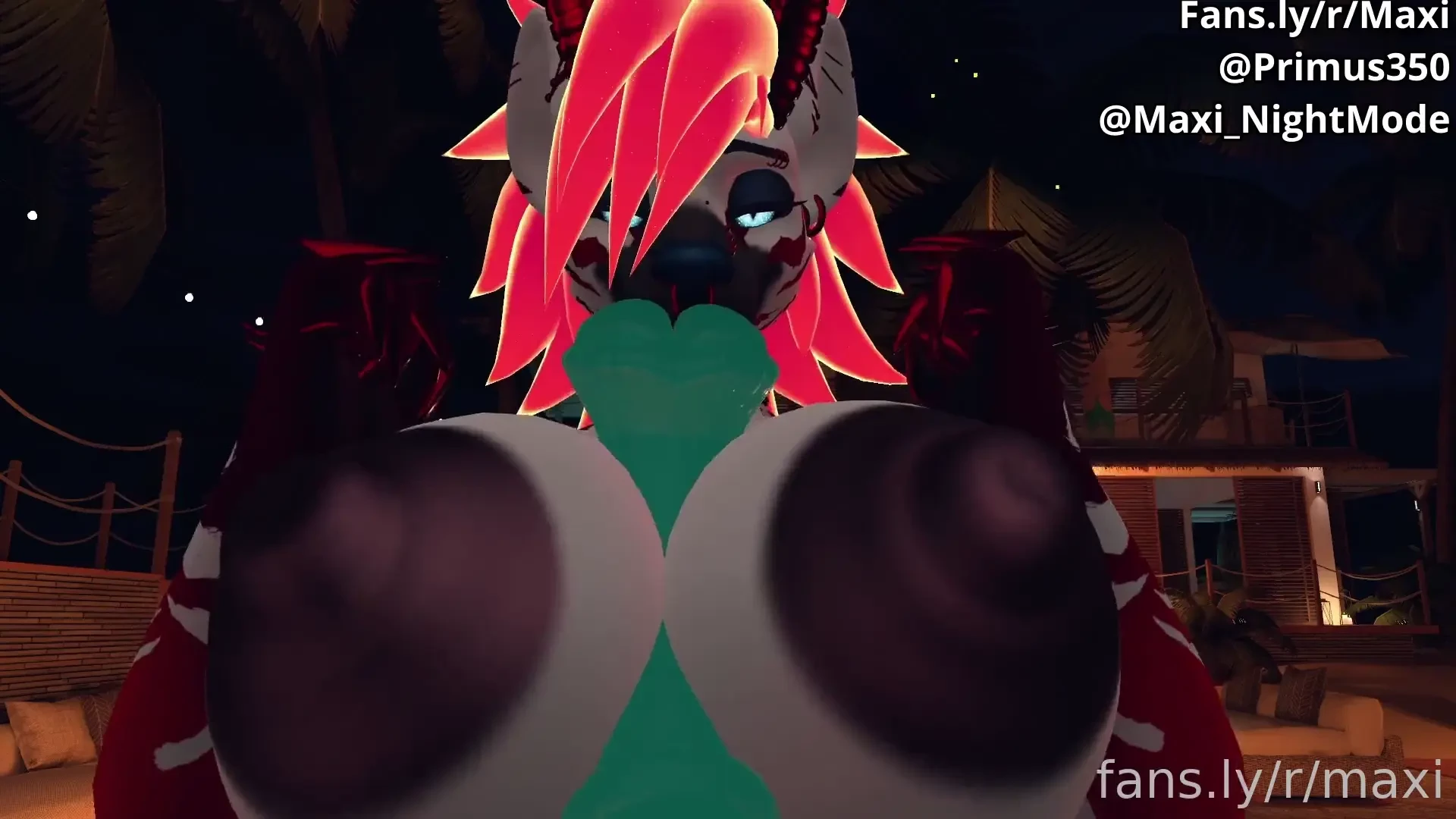 Giving primus350 s fat horse cock a bimbo boobjob with my giant 