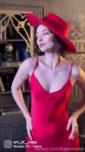 Your lady in red fyp now red ladyinred silkdress hat shorthair video