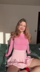 Just sitting pretty and thinking of you fyp pink shortskirt video clip