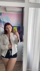 I m gonna tease you a little bit today fyp redhead mirror shorts