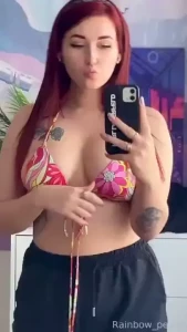 A little tease for you redhead swimsuit bikini shorts undressing tease