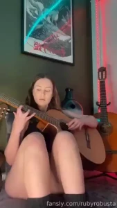 Romanza fyp brunette music guitar thighs cute skinny petite panties