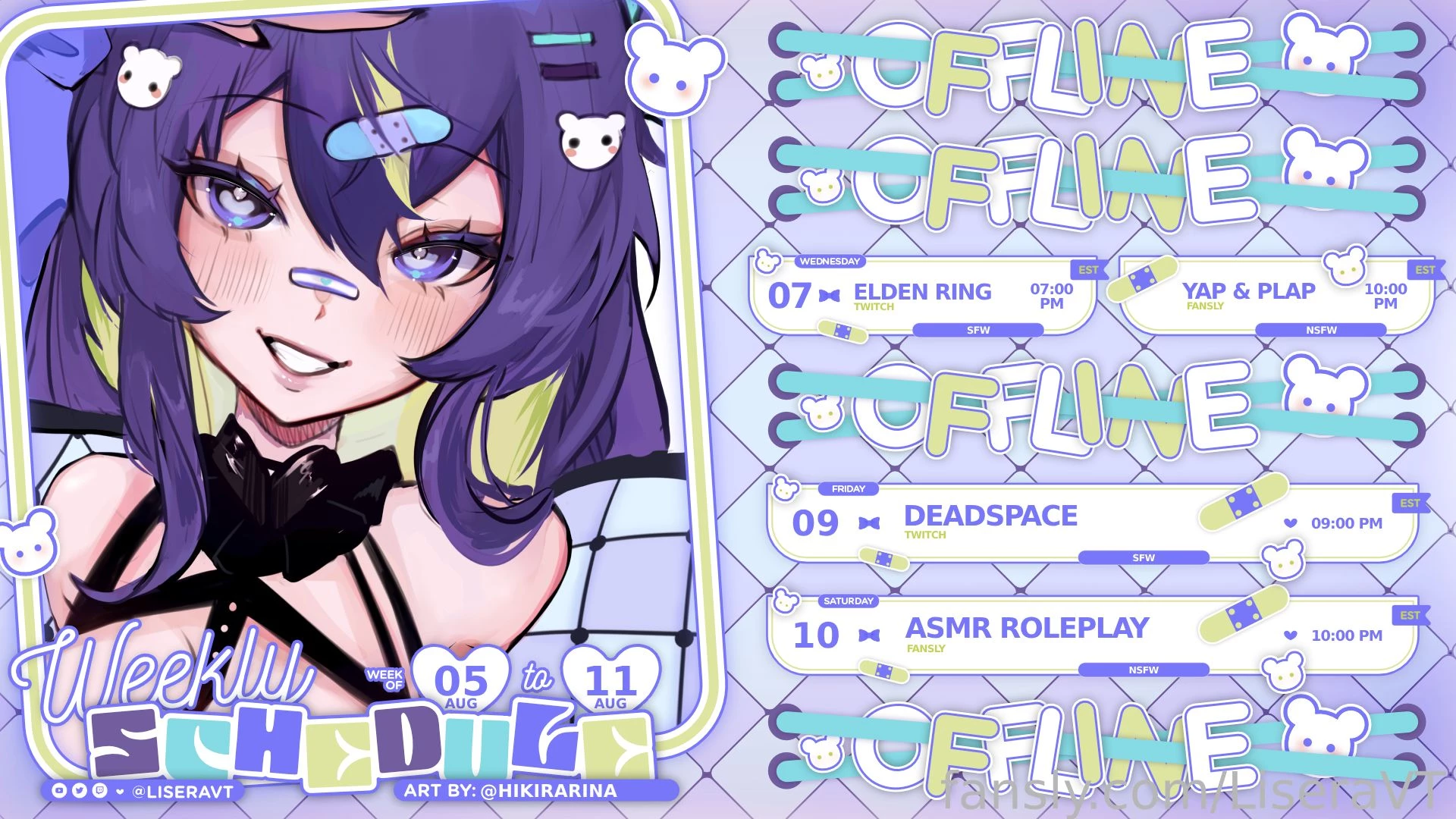 This weeks schedule looking forward to hanging out with you cute 