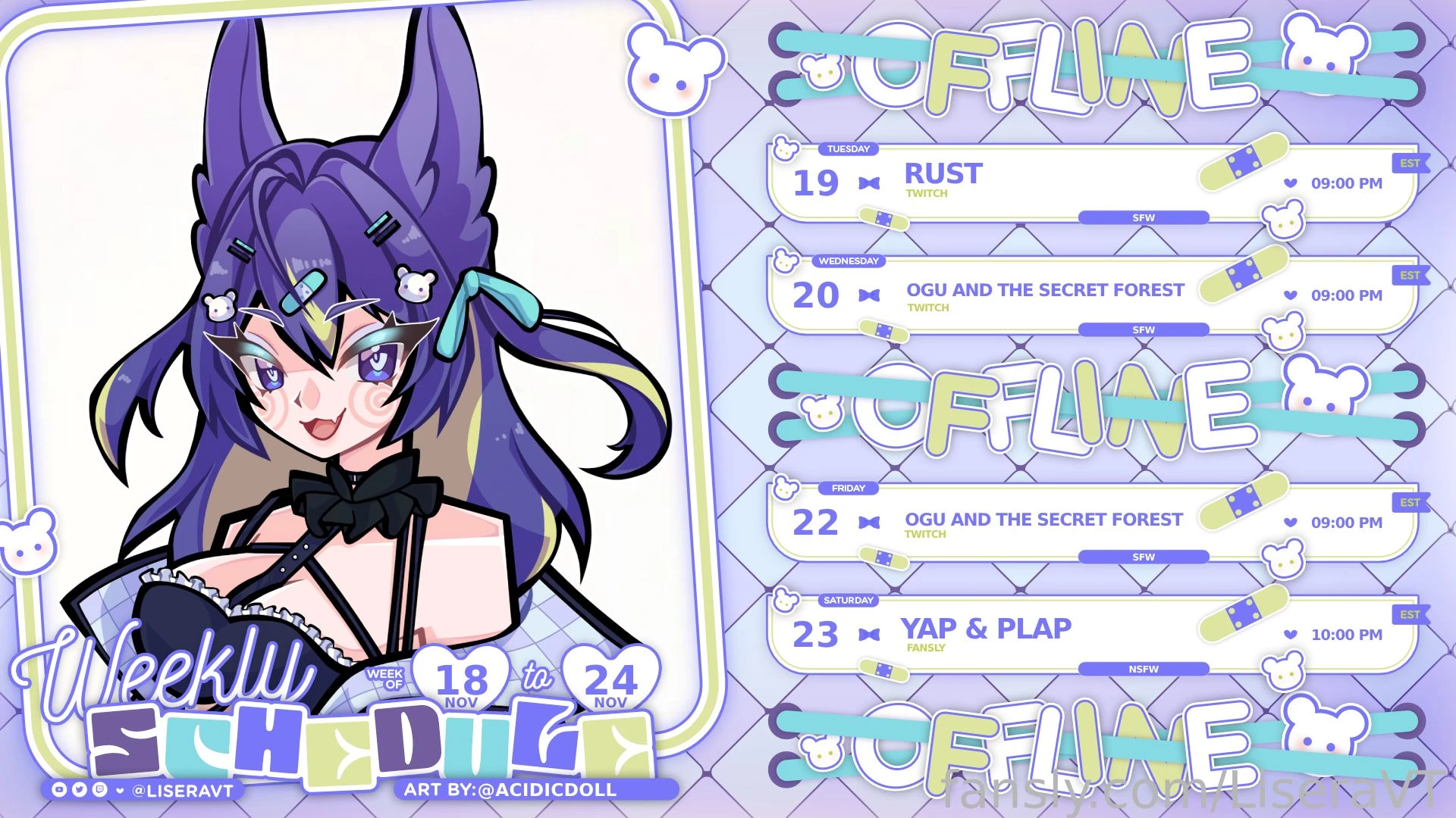 This weeks schedule on twitch i ll be playing rust then ogu maybe some 