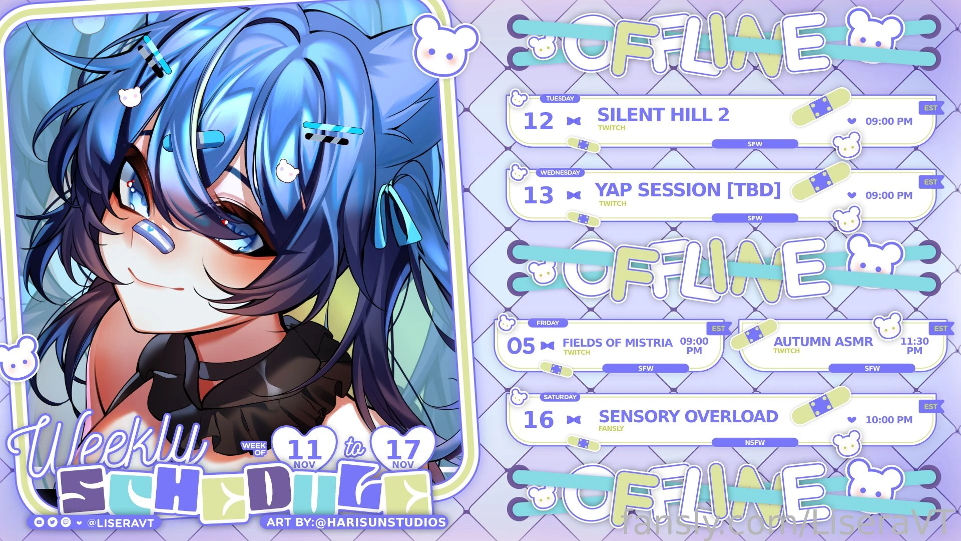 This weeks schedule friday has the wrong date shhh on twitch i ll be 