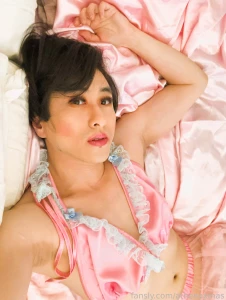 Some cute bed selfies in my frilly pink bra part 10