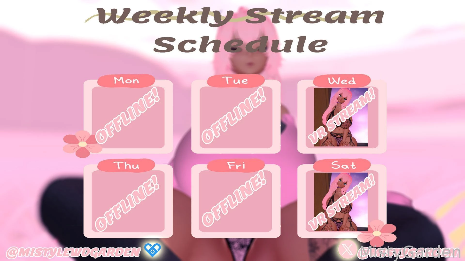 This weeks stream schedule p s not going to be uploading any video 