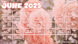 June s content calendar lots of custom stuff included