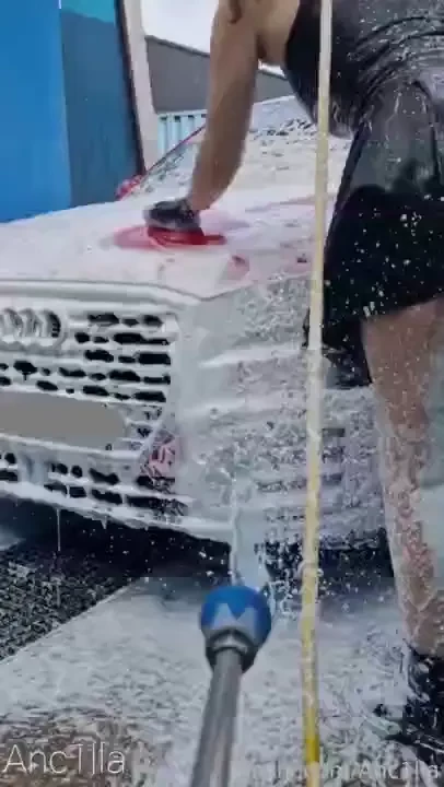 Naughty carwash fun latex fun public naughty fun soap slut dress fyp part 1 