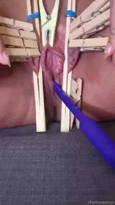 After leaving the clamps on for a good 20min i felt my pussy being part 6