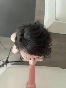 Slowly sucking a dildo off as i look up at you while i wear my choker