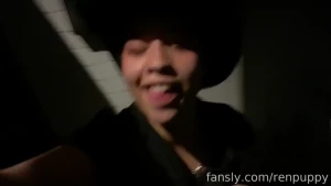 Cowpup stops for a quick pee break during a concert trans tboy public
