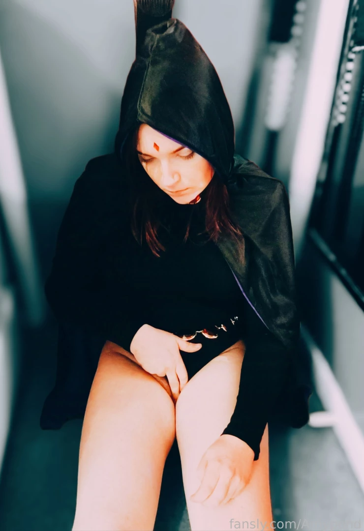 Raven fingering herself in solitude cosplay raven superhero goth emo 