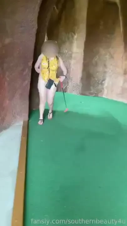 Mini golf anyone fyp milf flashing public dare daring risky pussy ass 