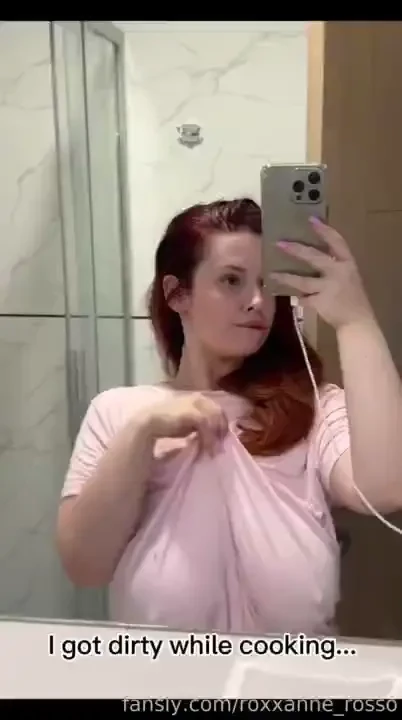 Getting ready for a cozy night in bigboobs titts ginger redhead sexy 