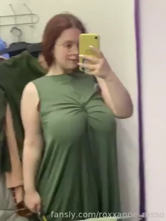 How do you like my new outfit fittingroom redhead bigboobs hugeboobs 