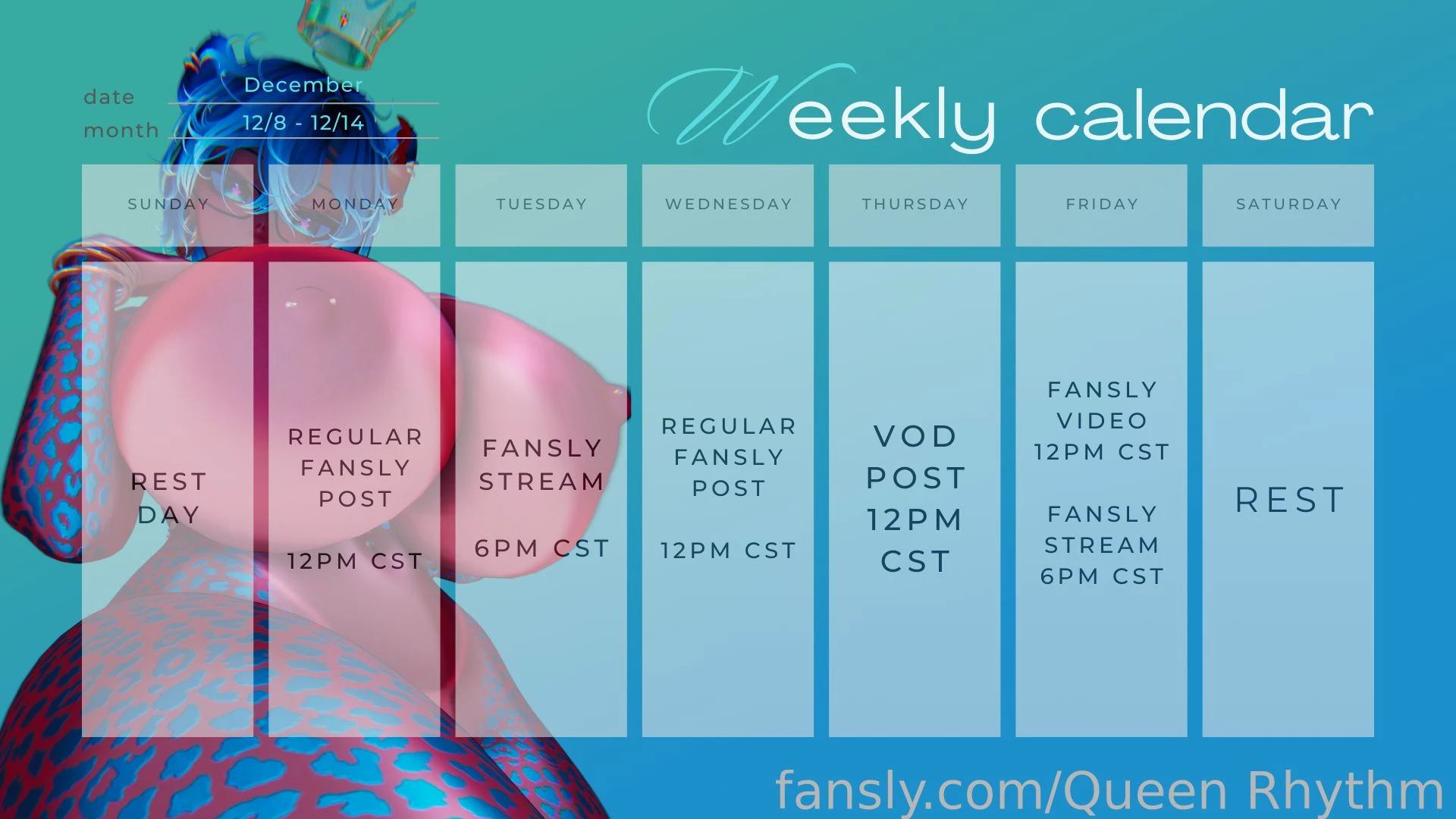 Schedule for the week of 12 8 - 12 14 