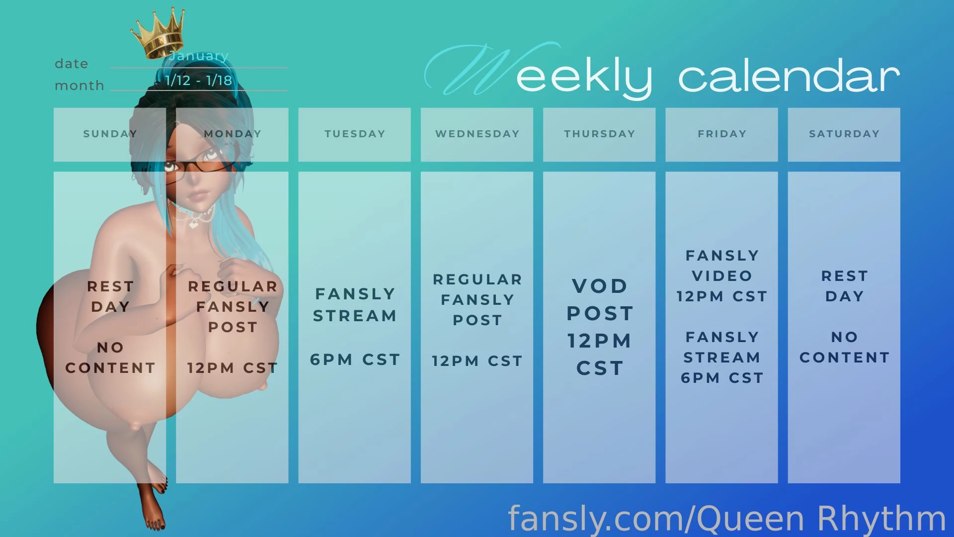 Schedule for this upcoming week lt 3 