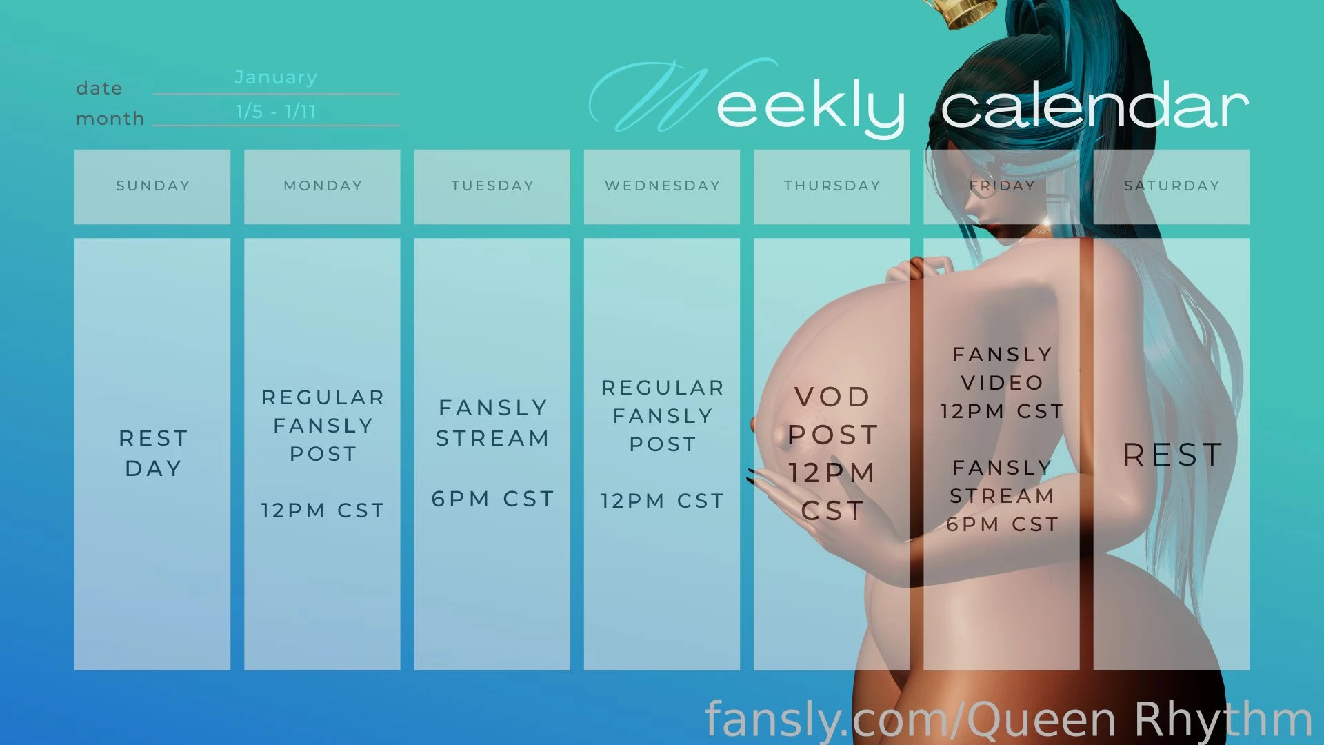 Schedule for the week of 1 5 - 1 11 