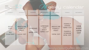 Schedule for this upcoming week since the vote showed you guys want