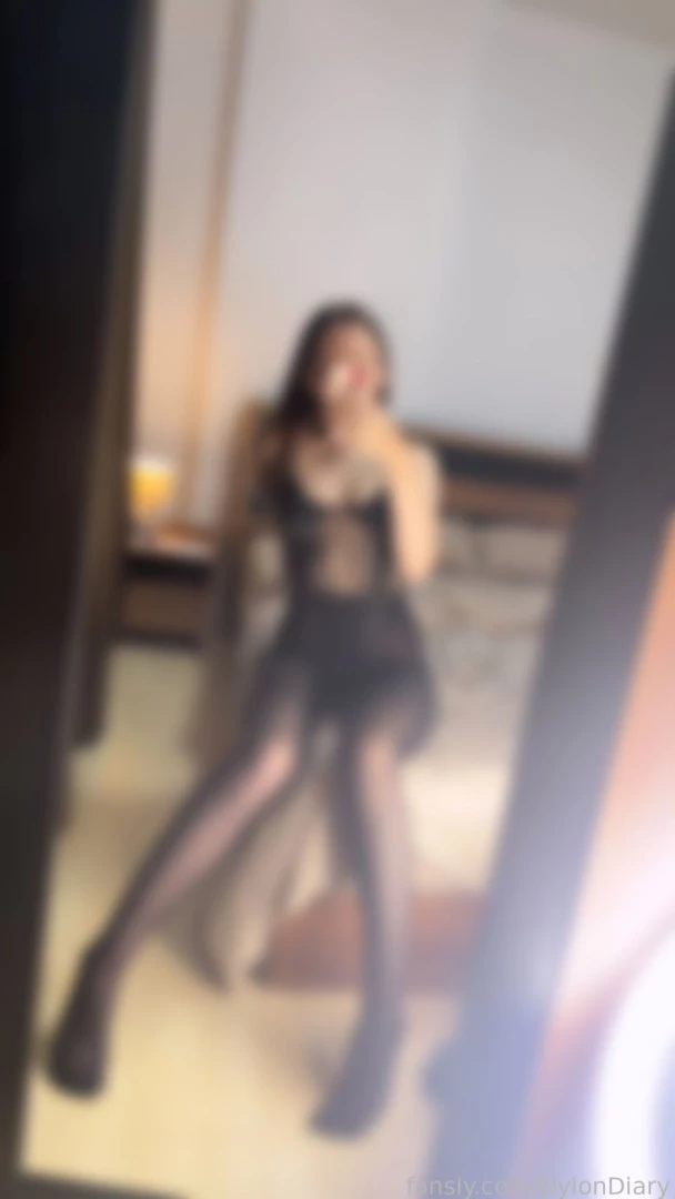 Feeling sexy wearing black pantyhose nylons leotard lingerie legs 