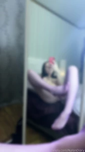 One of my fav colored seamless nylons look like neon lighted body part 1