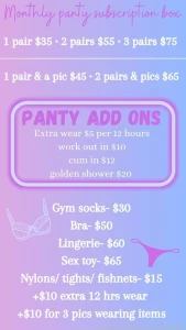 Want my worn panties or sweaty gym socks you can get them delivered