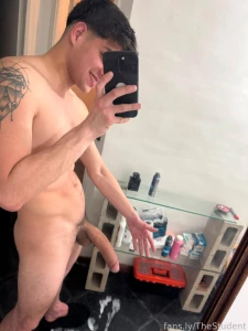 Are you coming to clean the mirror fyp big cock milking sexy boy