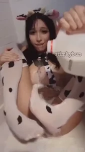 Poured very cold milk on myself who d lick it off egirl ass pussy milk