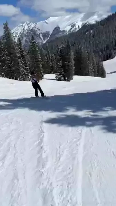 Last snowboarding clip of the season enjoy my last run my tits and 