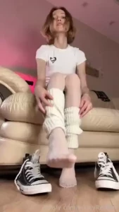 Nylon stockings with sneakers are something you won t see so easily