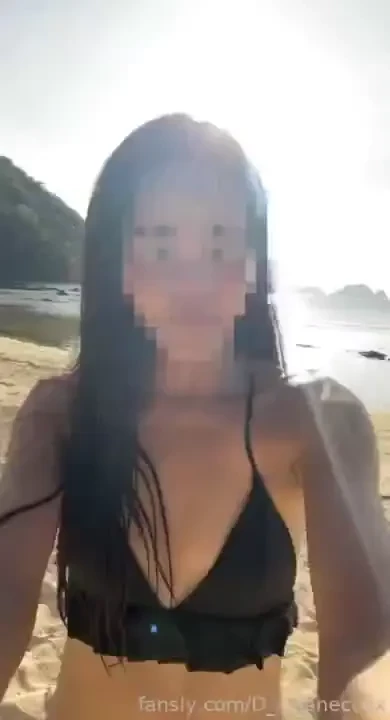Beach bumming outdoor public beach swimsuit sexy asian trans shemale 