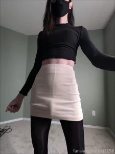 Your new gf teasing you with her tight skirt and big cock reveals