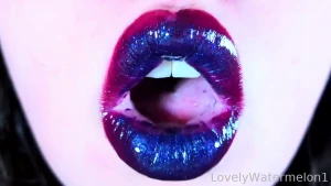 Lips like a cosmic spell starting in magenta fading to stardust blue