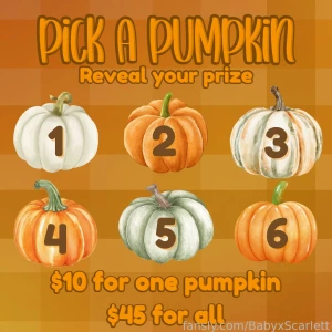 I hid some prizes behind these pumpkins for you all you have to do is
