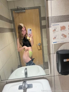 Publicbathroom exhibitionist canadian tease petite girlnextdoor part 1