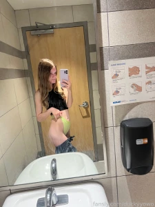 Publicbathroom exhibitionist canadian tease petite girlnextdoor part 2